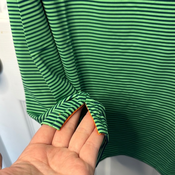 NWT Mens Green Striped Performance Polo Relaxed Fit - Picture 6 of 7